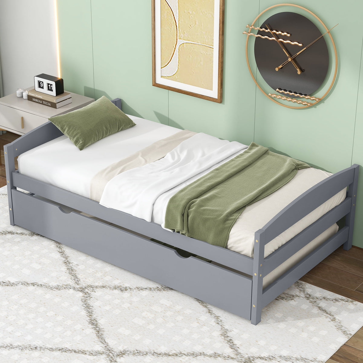 Eden Tali twin trundle bed with LED lights and USB ports view 1