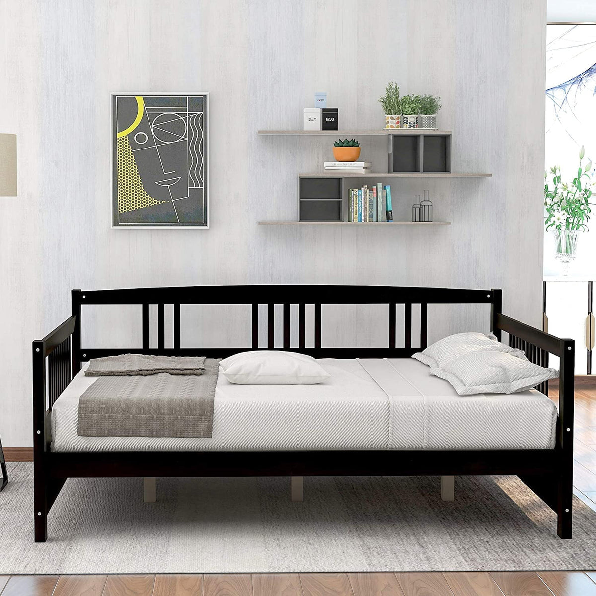 Eden Tali solid wood daybed with three-side rail view 1