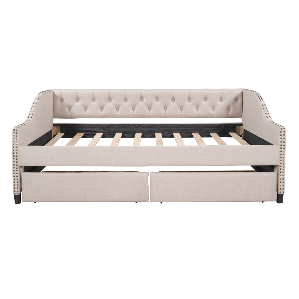 Eden Tali full upholstered daybed with two drawers view 3