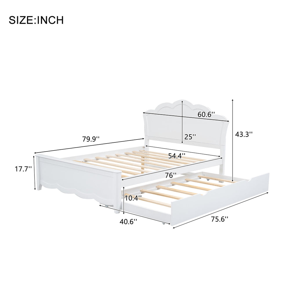 Eden Tali full white wood platform bed with trundle view 1