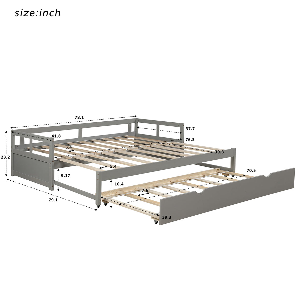 Eden Tali expandable pine daybed with trundle view 2