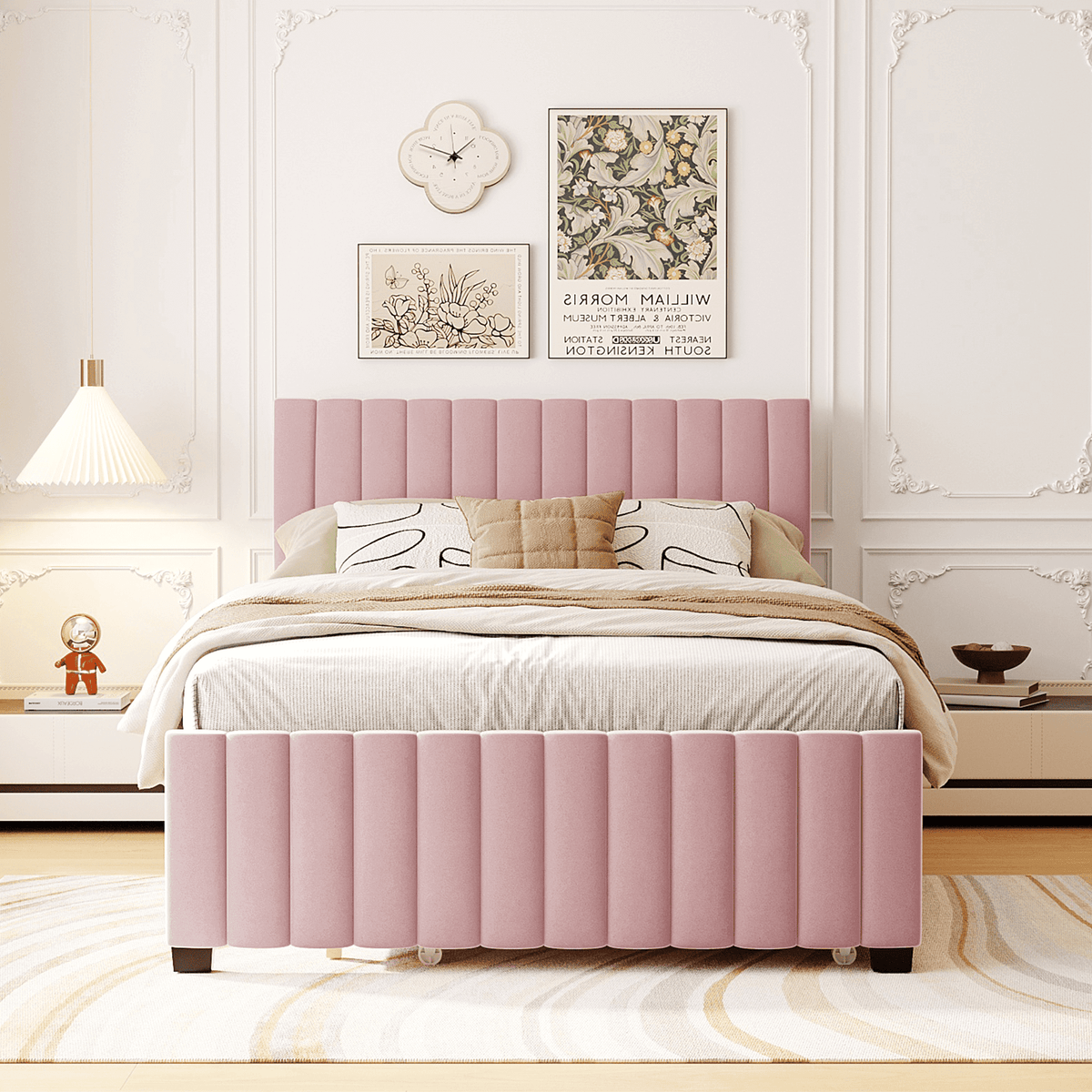 Eden Tali full velvet platform bed with trundle and drawers view 2