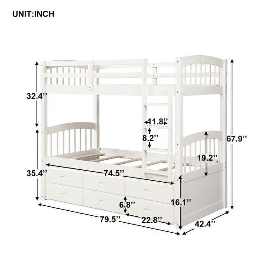 Eden Tali twin over twin bunk bed with trundle and drawers view 1