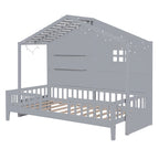 Eden Tali twin house bed with shelves and light strip view 6