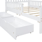 Eden Tali kids wood platform bed with guardrails and drawers view 1