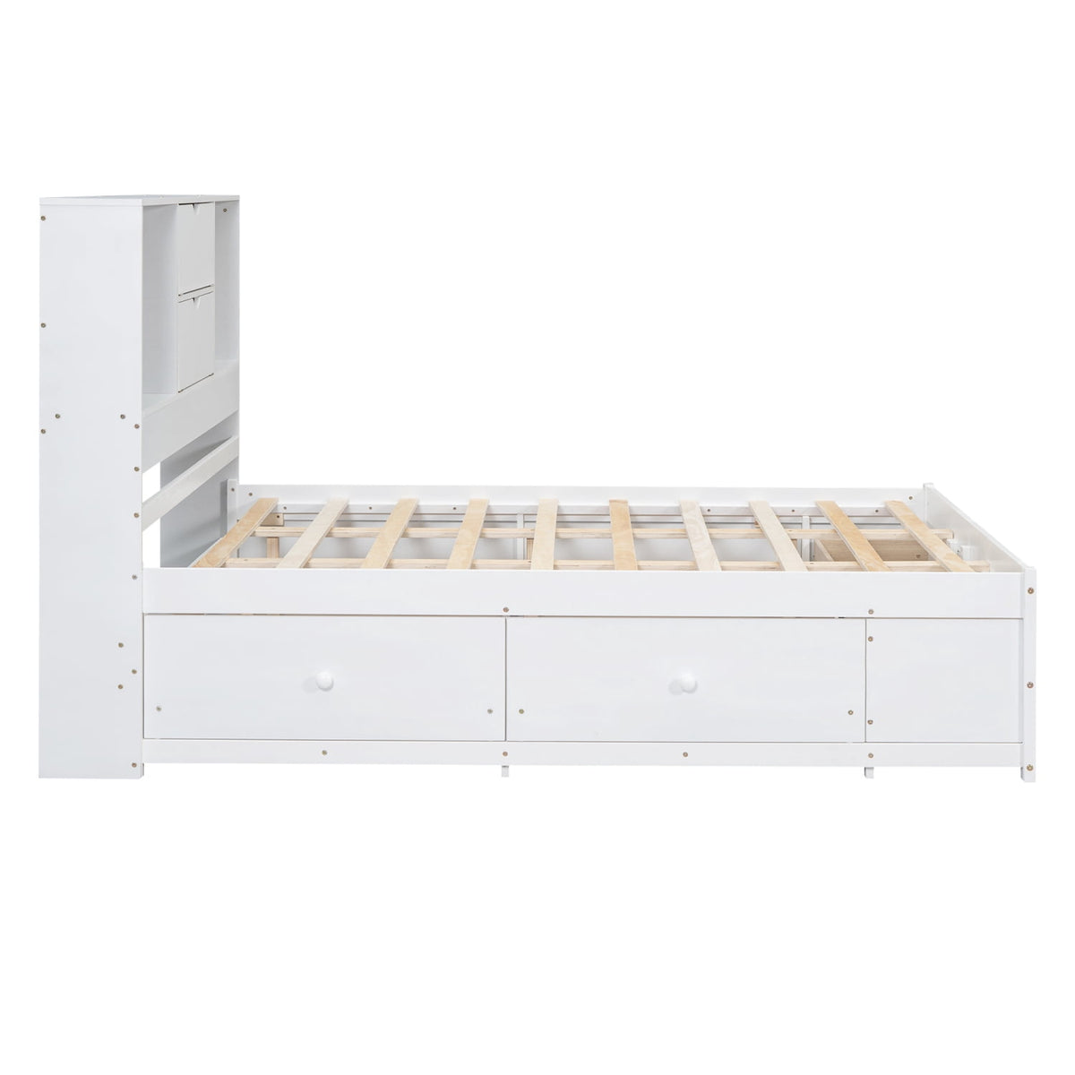 Eden Tali queen storage platform bed with headboard shelves and drawers view 5