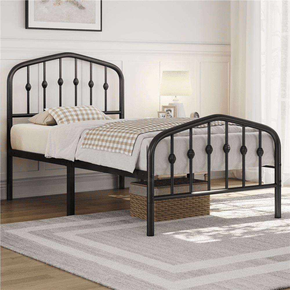 Eden Tali arched metal platform bed with spindle detail view 1