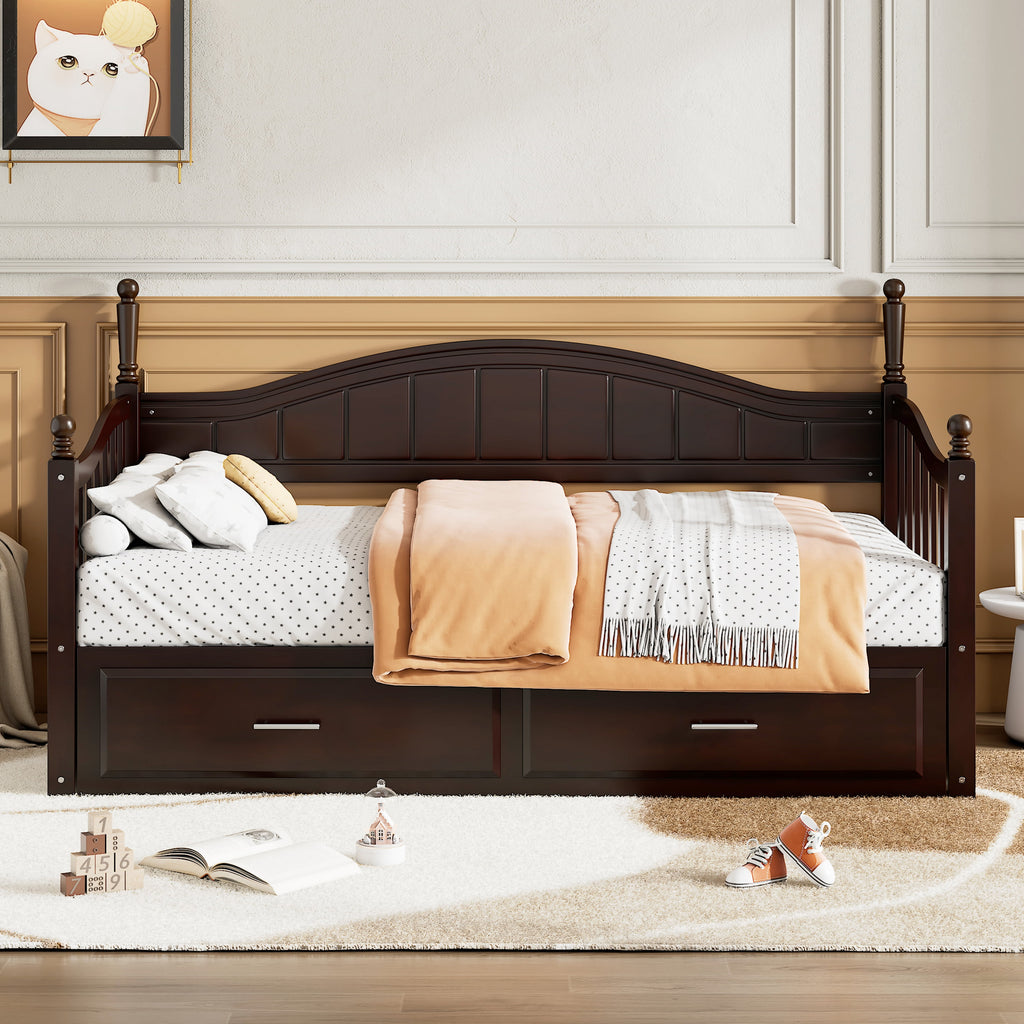 Eden Tali wood daybed with trundle and two drawers view 2