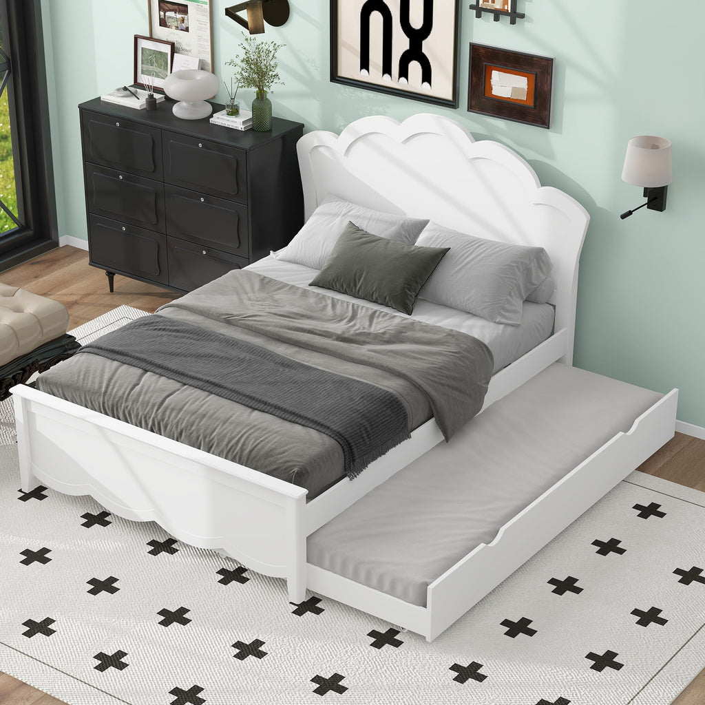 Eden Tali full white wood platform bed with trundle view 3