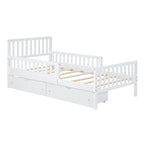 Eden Tali kids wood platform bed with guardrails and drawers view 4