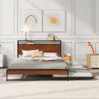 Eden Tali metal platform bed with trundle and USB shelves view 2