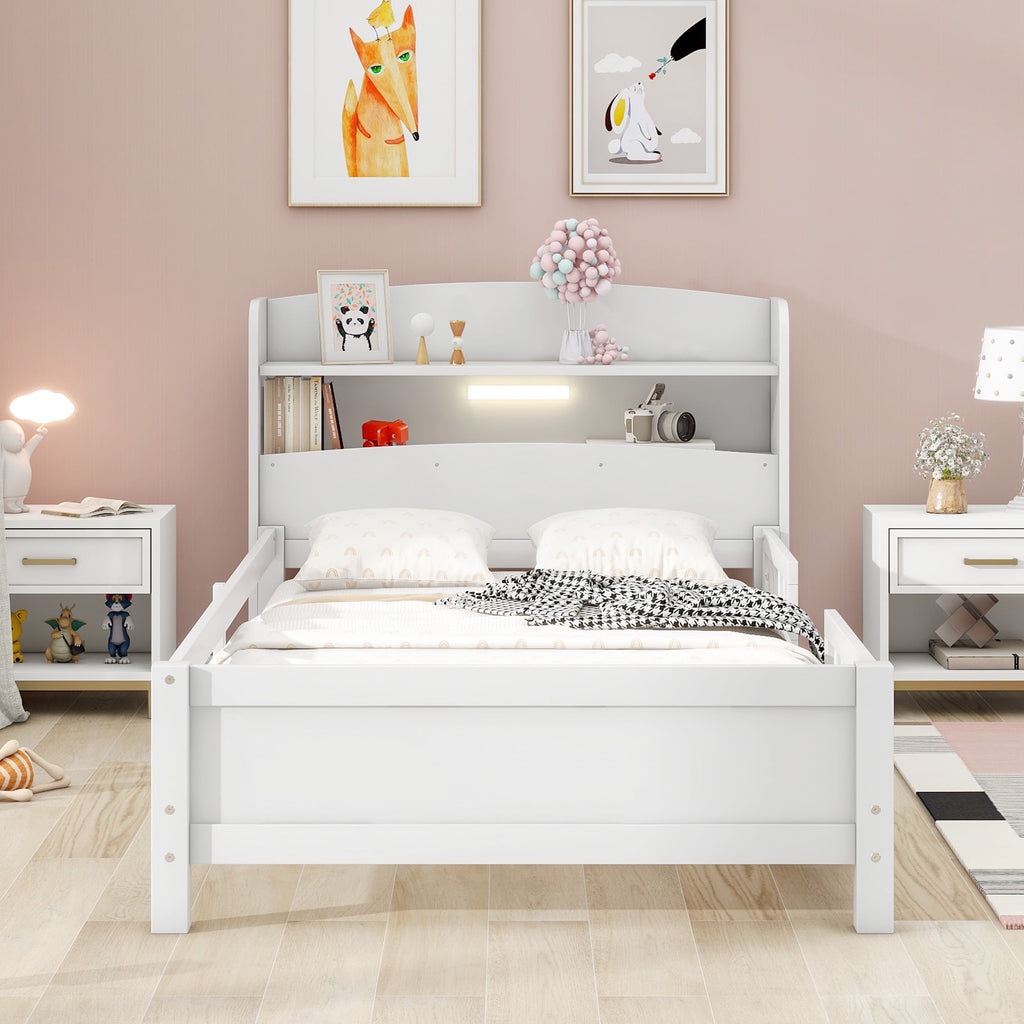 Eden Tali kids bed with storage headboard and LED light view 1