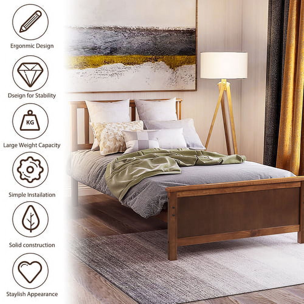 Eden Tali twin wood platform bed with headboard and footboard view 8