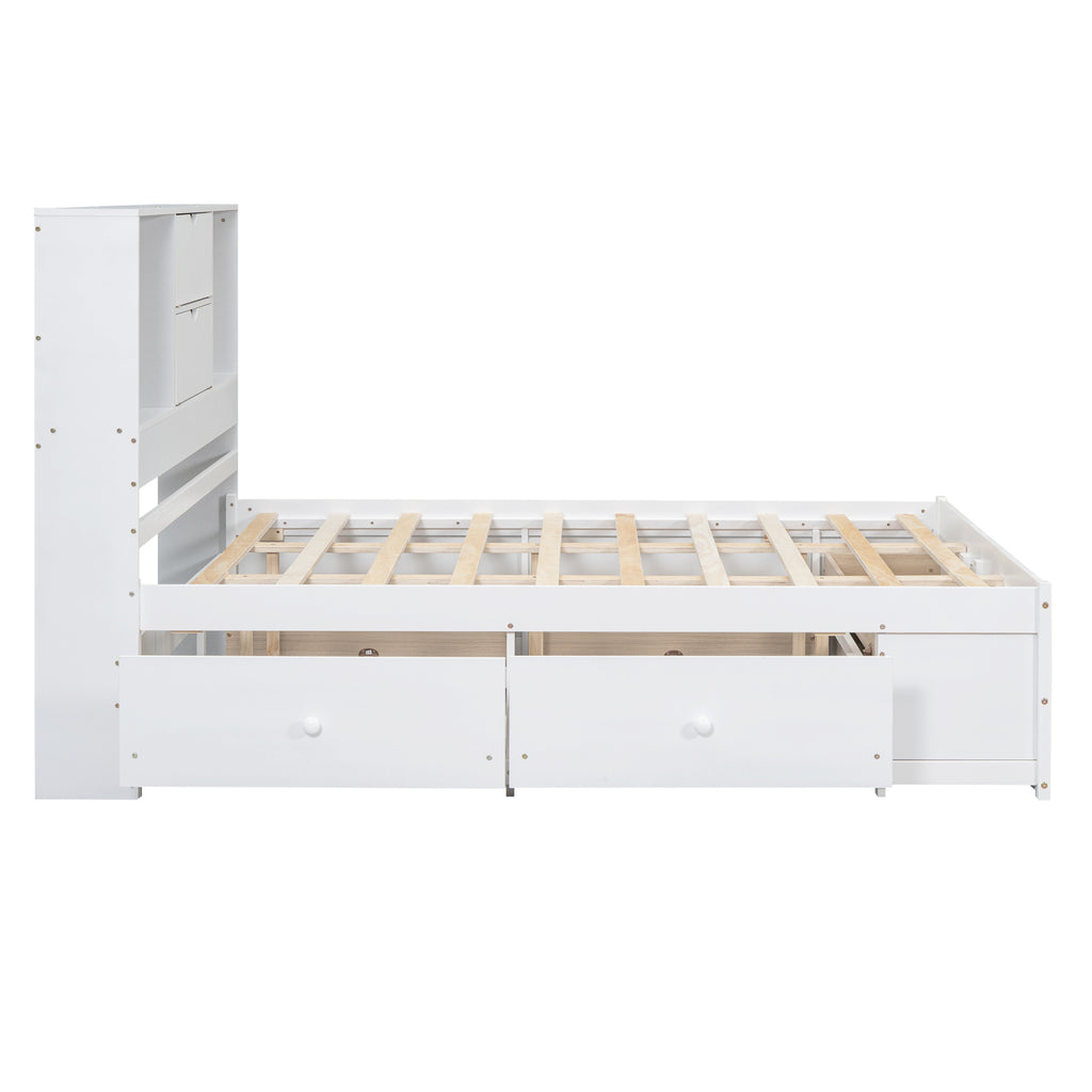 Eden Tali queen storage platform bed with headboard shelves and drawers view 10