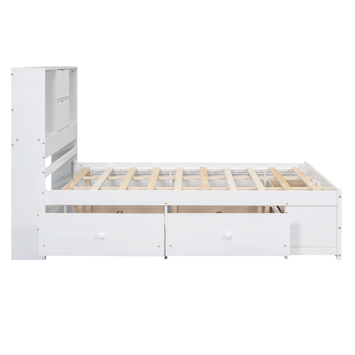 Eden Tali queen storage platform bed with headboard shelves and drawers view 10