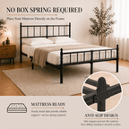 Eden Tali heavy duty steel platform bed with spindle headboard view 2