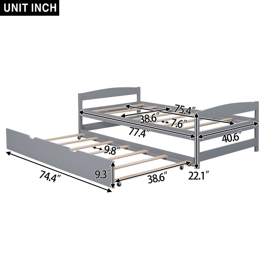Eden Tali twin trundle bed with LED lights and USB ports view 5