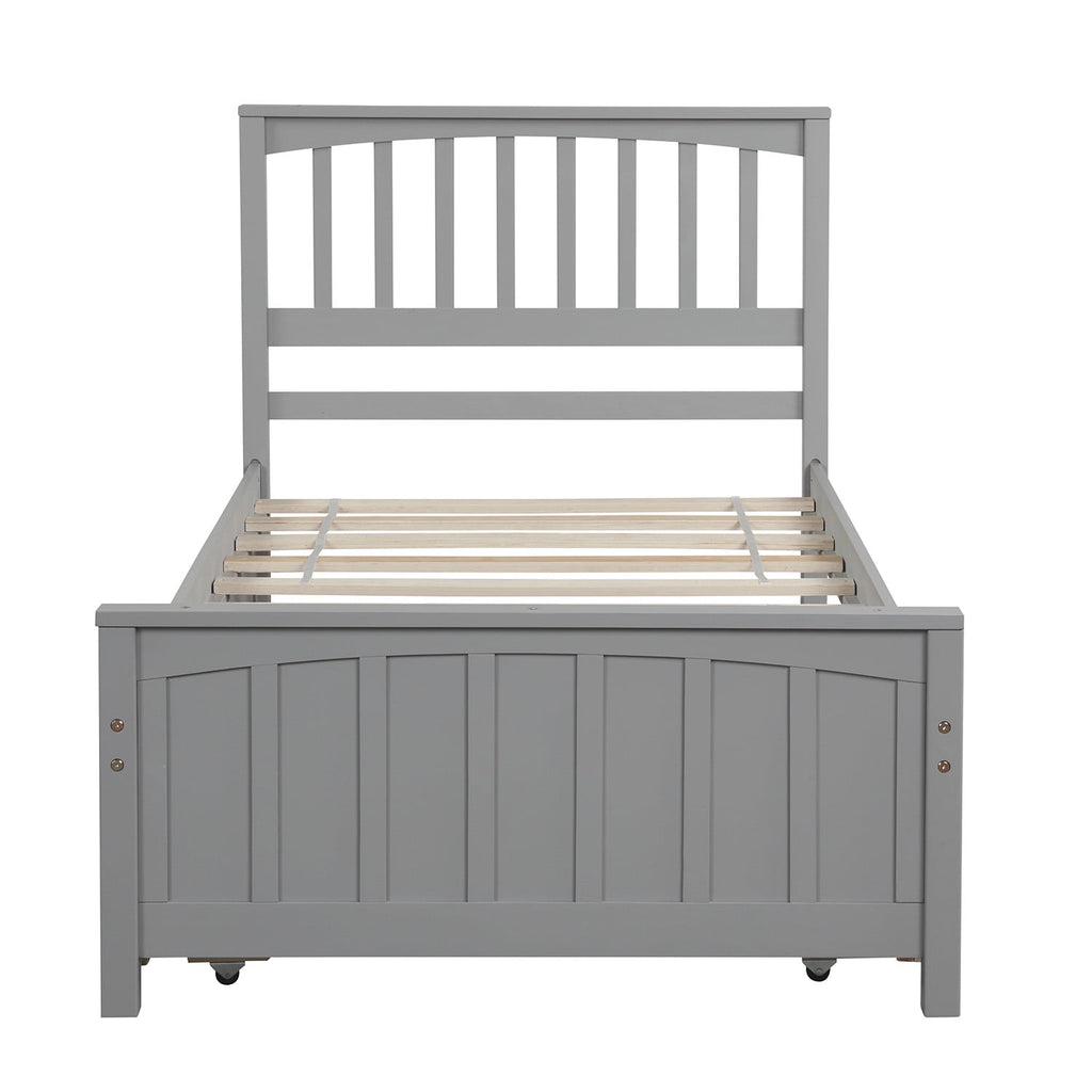 Eden Tali twin wood platform bed with roll out trundle view 1