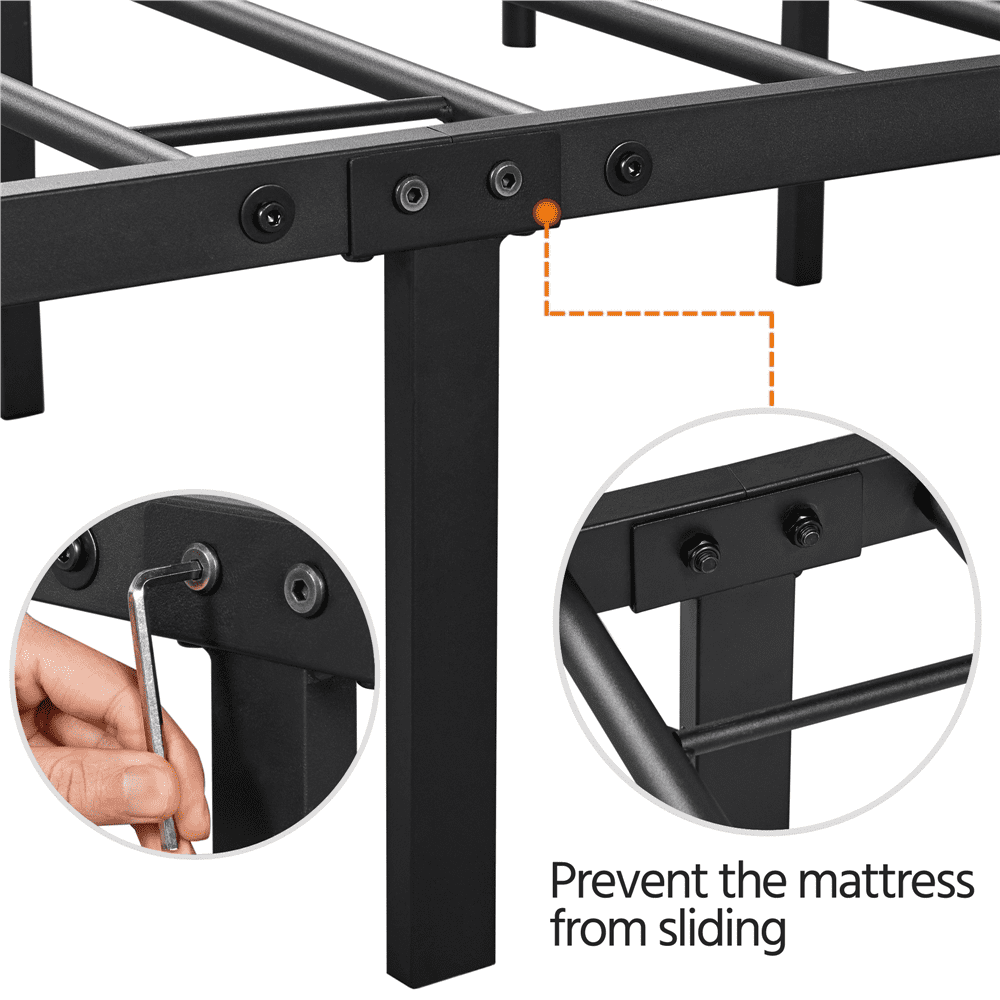 Eden Tali black metal platform bed with high headboard view 7