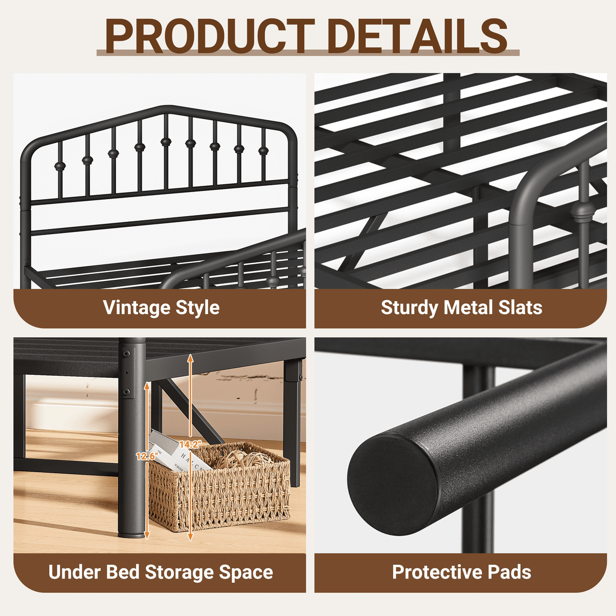 Eden Tali full victorian metal bed frame view 5