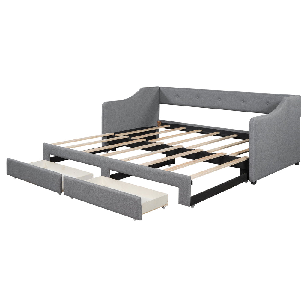 Eden Tali linen upholstered daybed with two drawers view 4