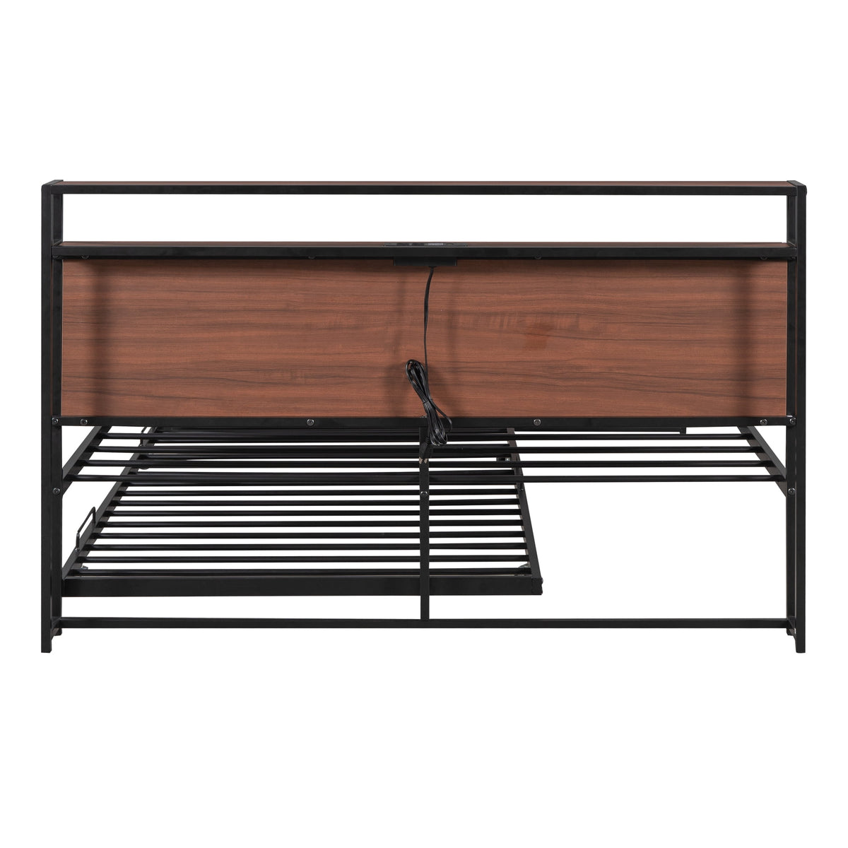Eden Tali metal platform bed with trundle and USB shelves view 8