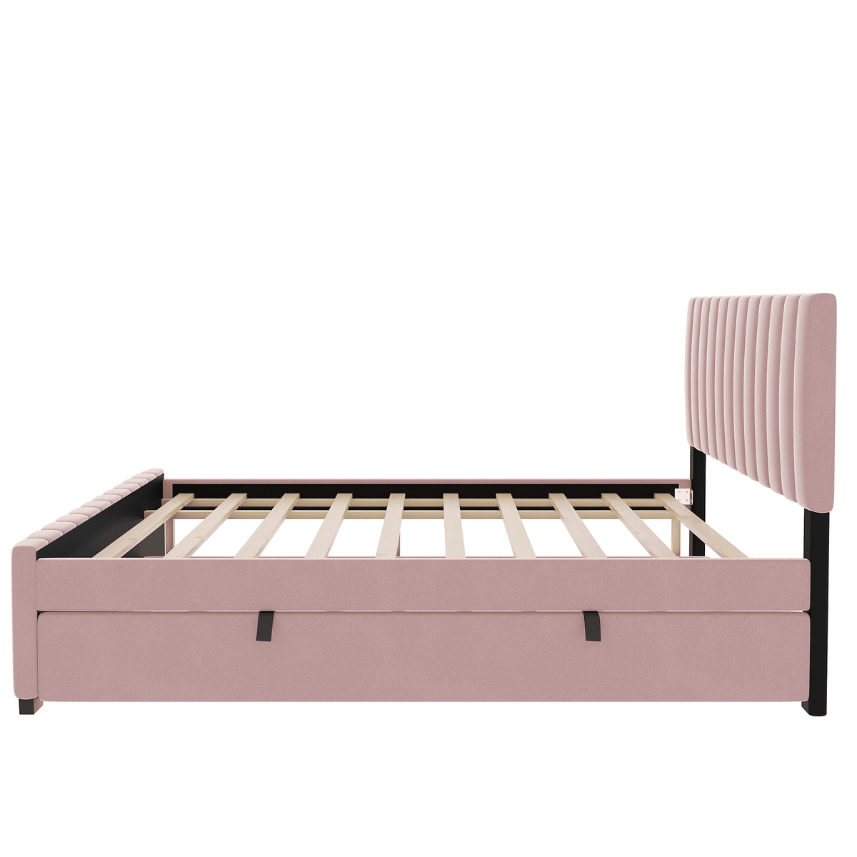 Eden Tali full velvet platform bed with trundle and drawers view 7