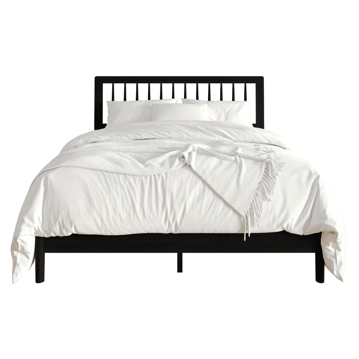 Eden Tali black wood platform bed with spindle headboard view 3