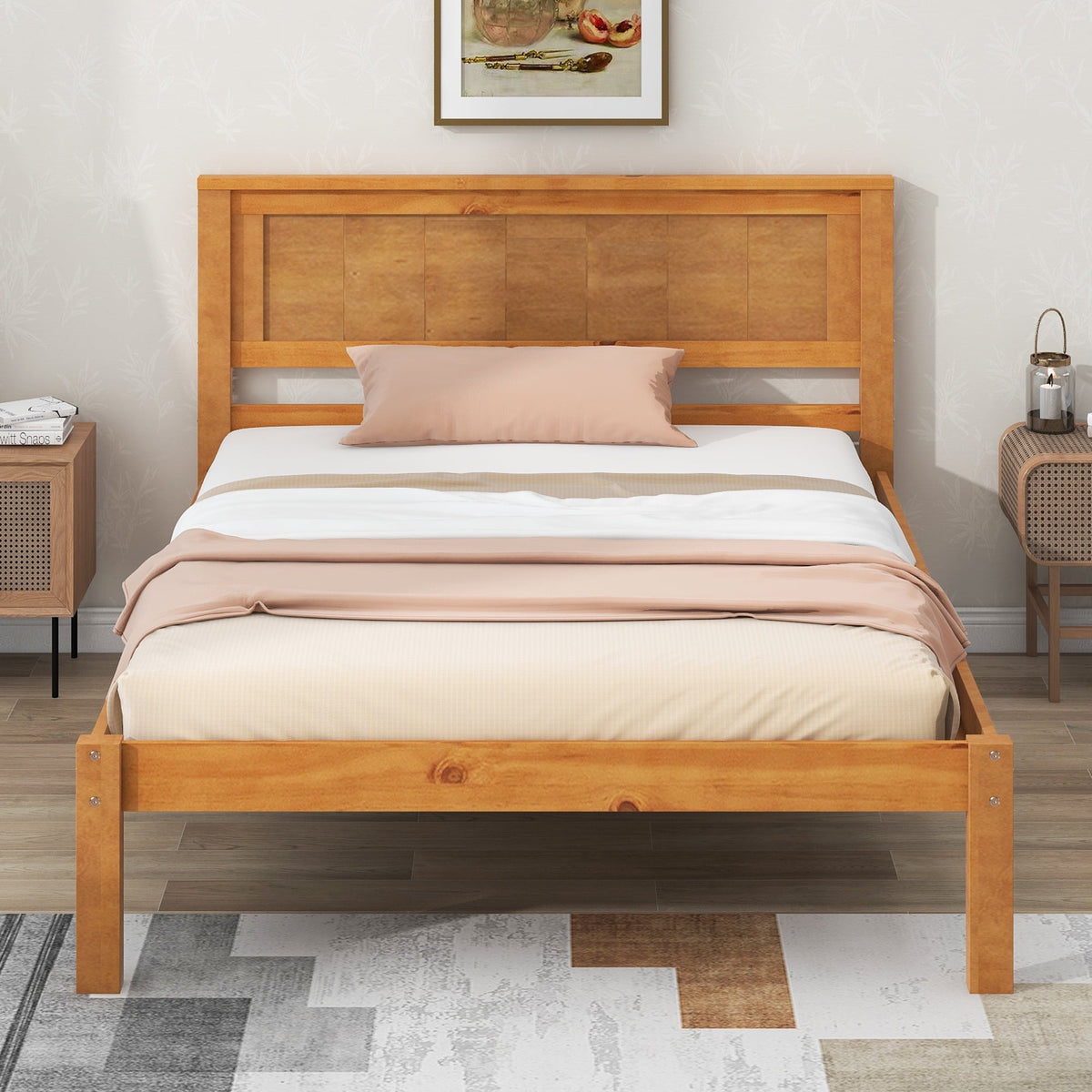 Eden Tali wood platform bed with headboard view 2