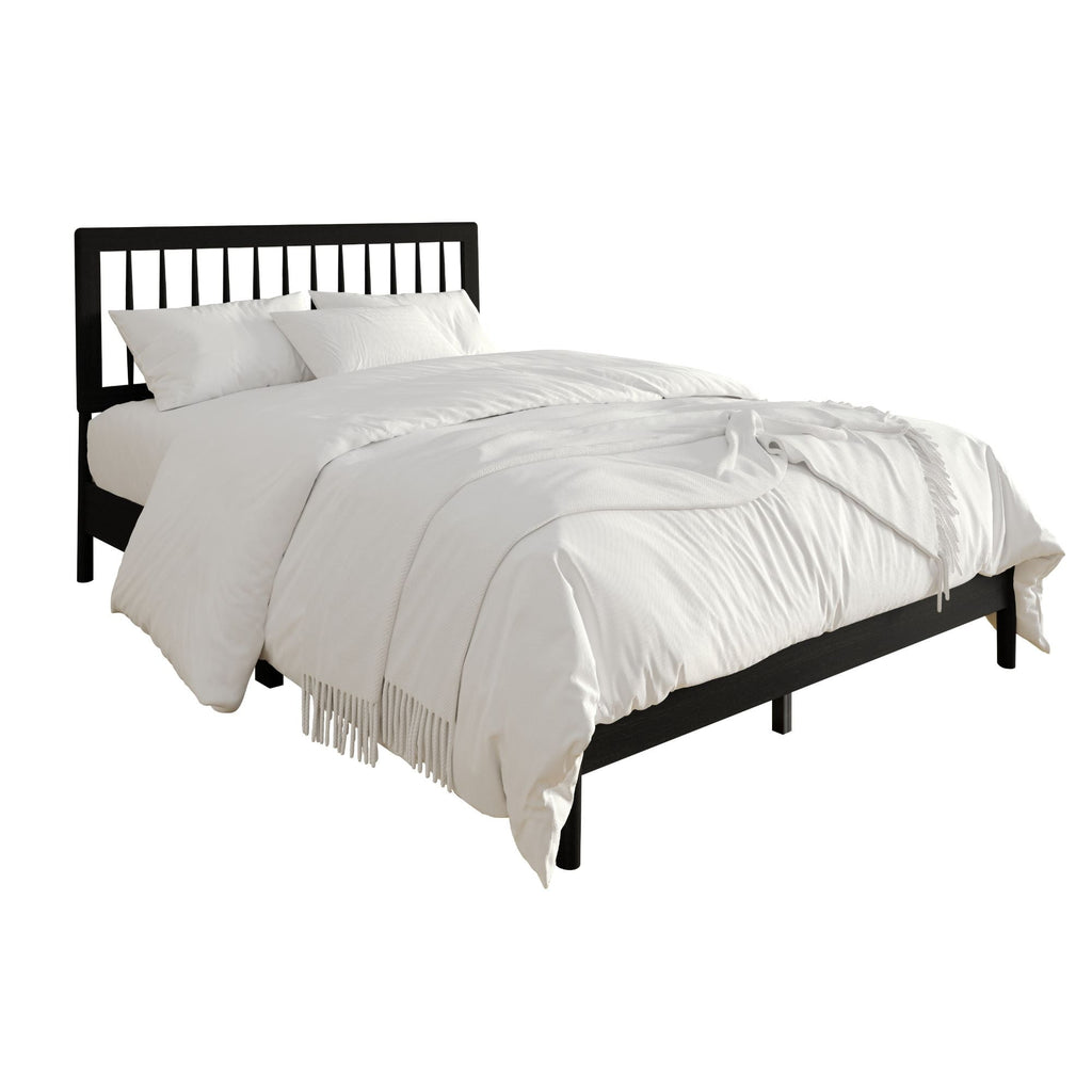 Eden Tali black wood platform bed with spindle headboard view 4