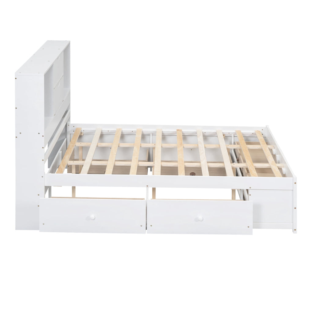 Eden Tali queen storage platform bed with headboard shelves and drawers view 8