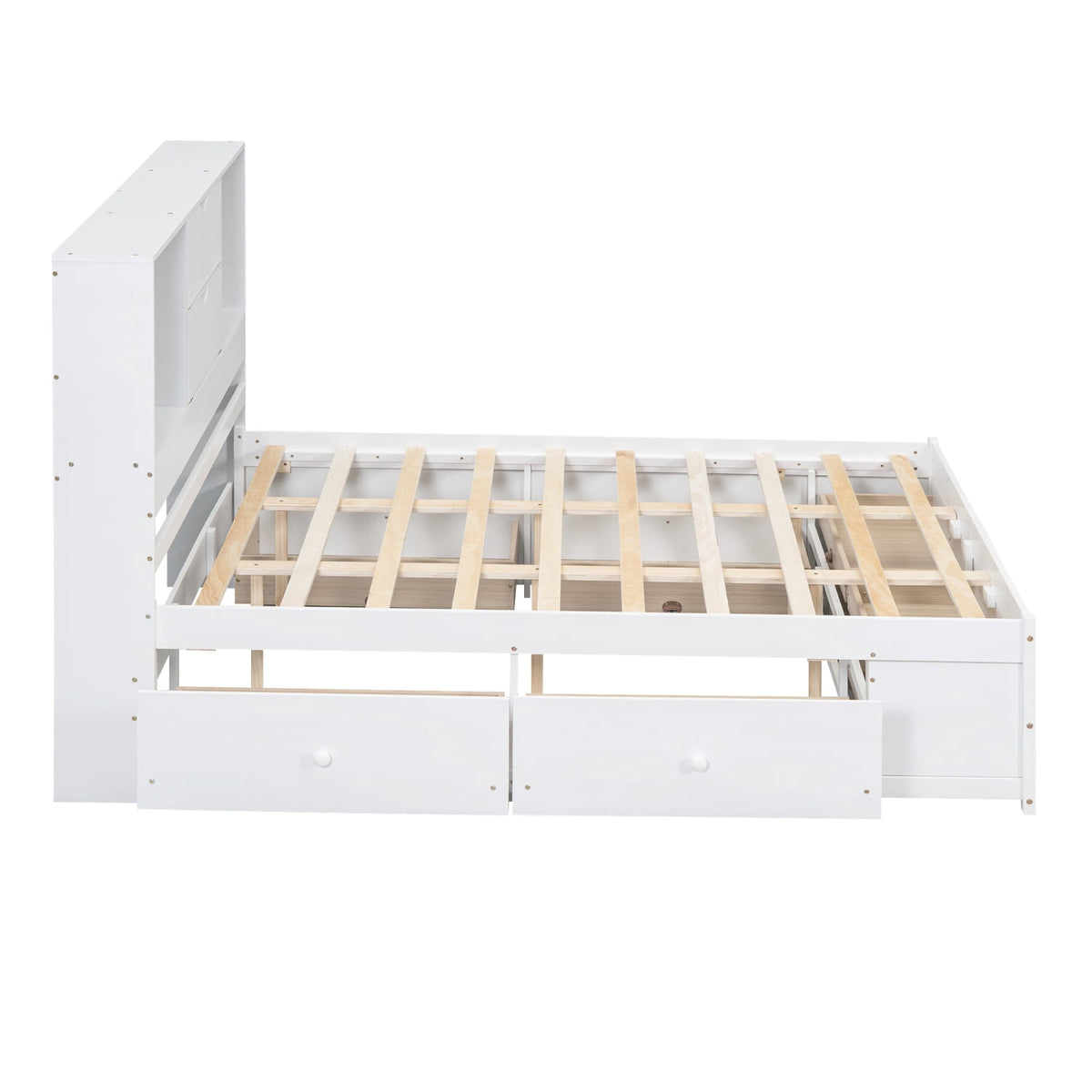 Eden Tali queen storage platform bed with headboard shelves and drawers view 8