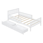 Eden Tali kids wood platform bed with guardrails and drawers view 3