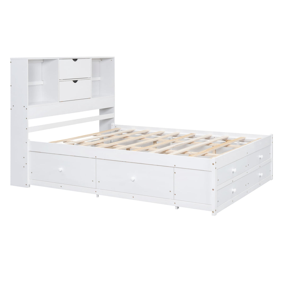 Eden Tali queen storage platform bed with headboard shelves and drawers view 9