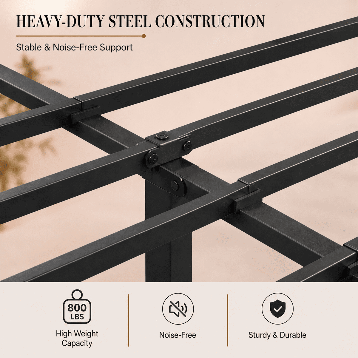 Eden Tali heavy duty steel platform bed with spindle headboard view 3