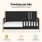 Eden Tali pine toddler bed with guardrail view 3