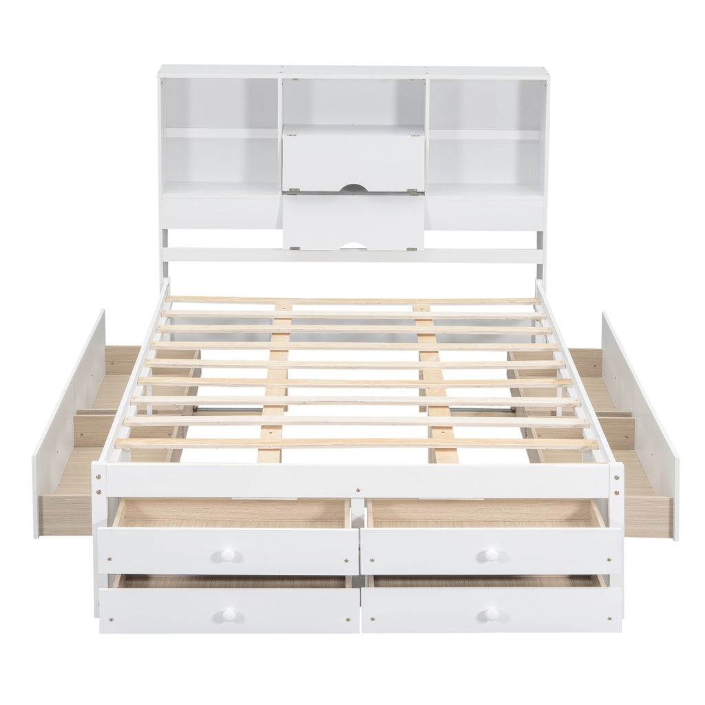 Eden Tali queen storage platform bed with headboard shelves and drawers view 7