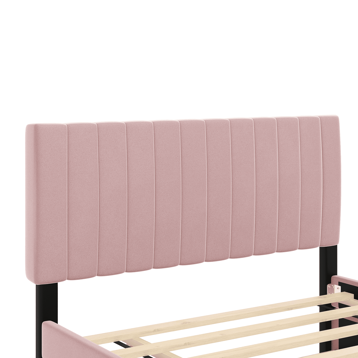 Eden Tali full velvet platform bed with trundle and drawers view 3