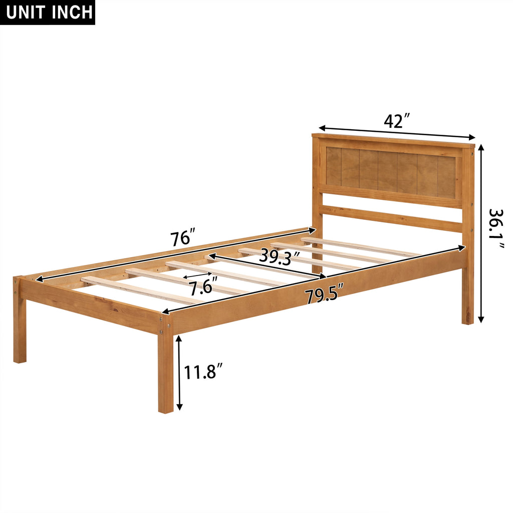 Eden Tali wood platform bed with headboard view 1