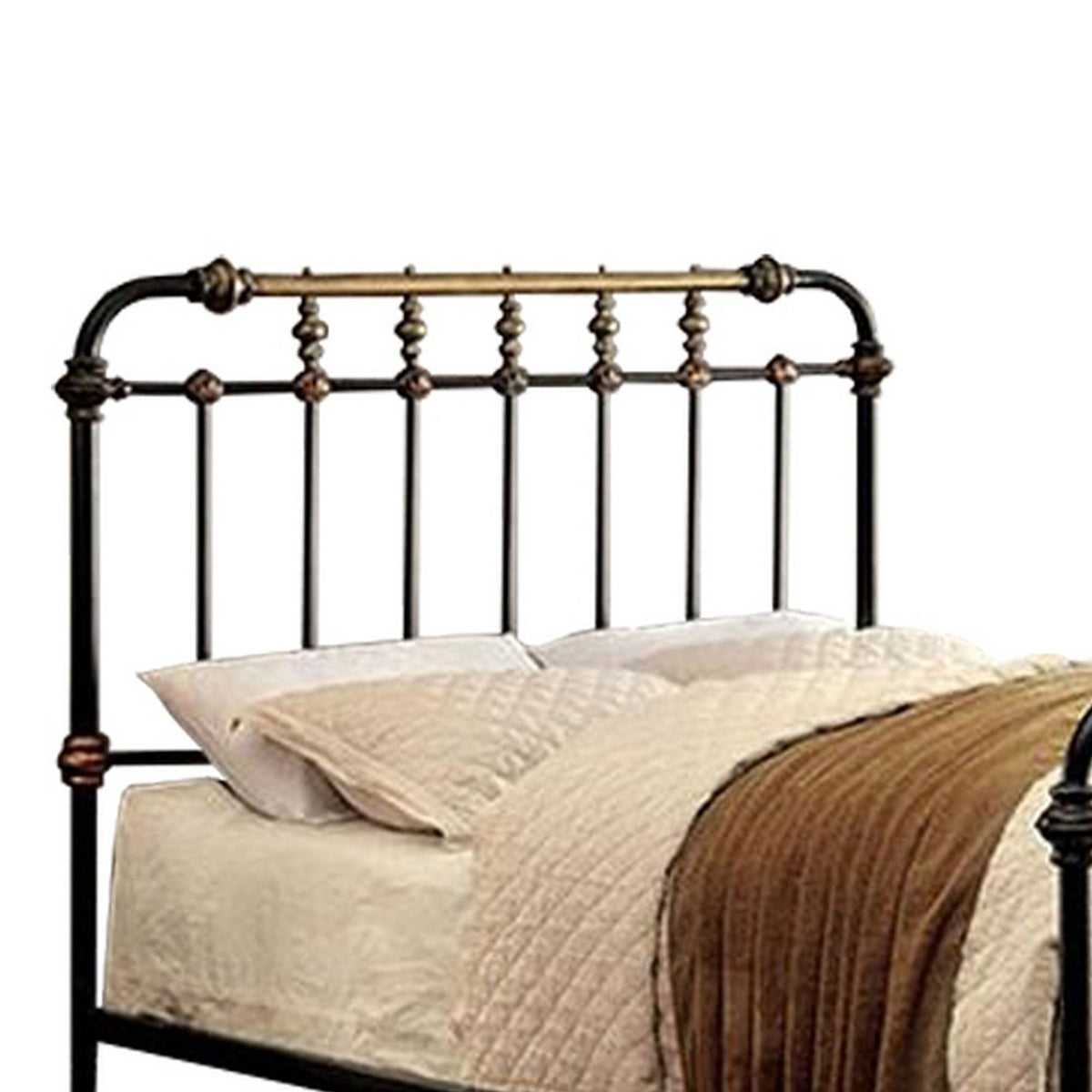 Eden Tali king black metal bed with gold accents view 1
