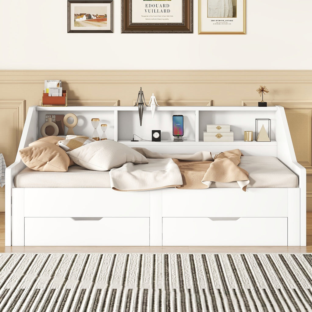 Eden Tali extendable daybed with bookcase headboard view 3