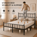 Eden Tali heavy duty steel platform bed with spindle headboard view 6