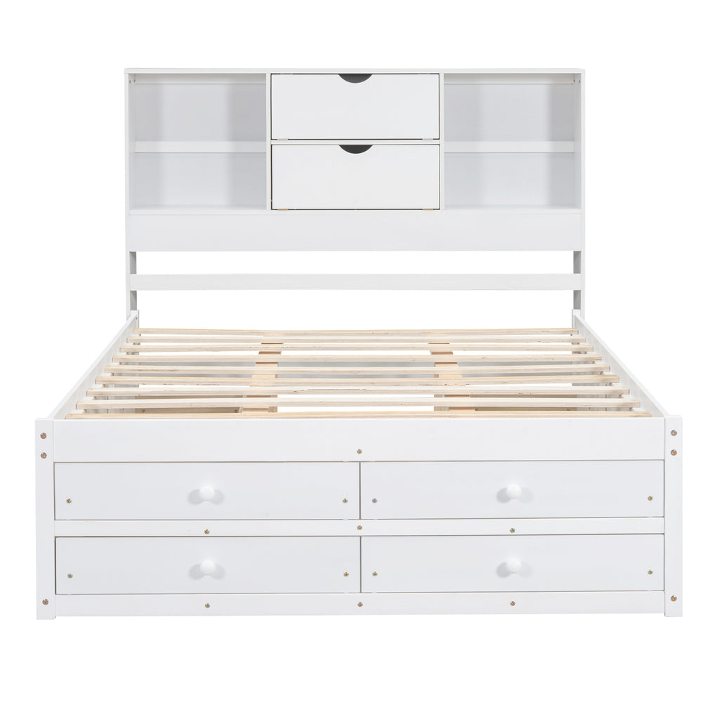 Eden Tali queen storage platform bed with headboard shelves and drawers view 4