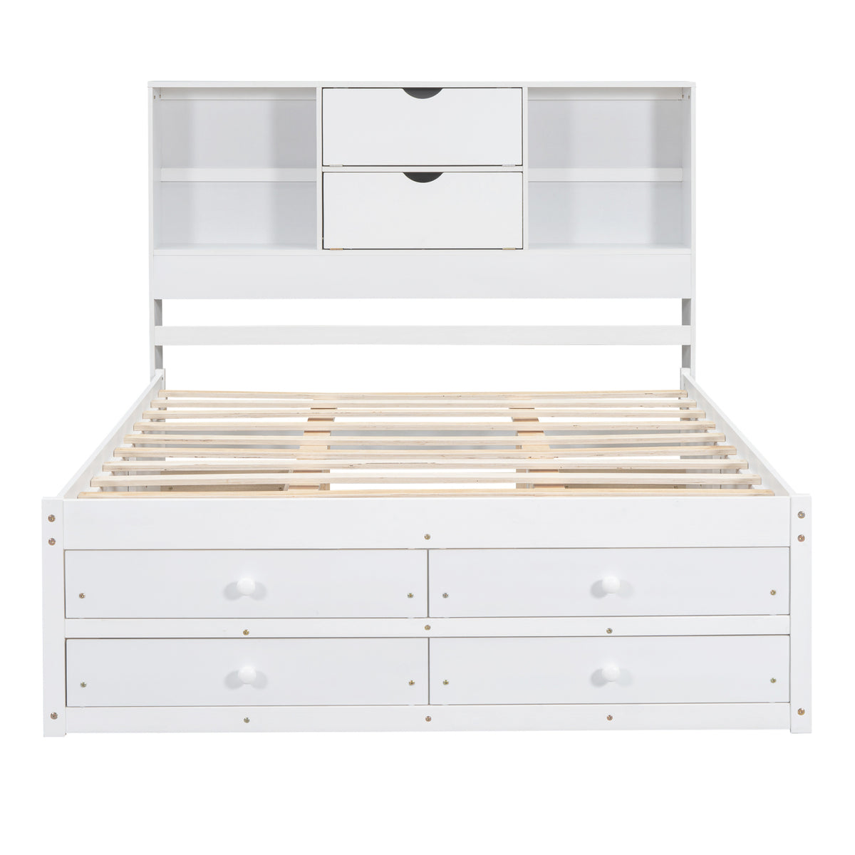 Eden Tali queen storage platform bed with headboard shelves and drawers view 4