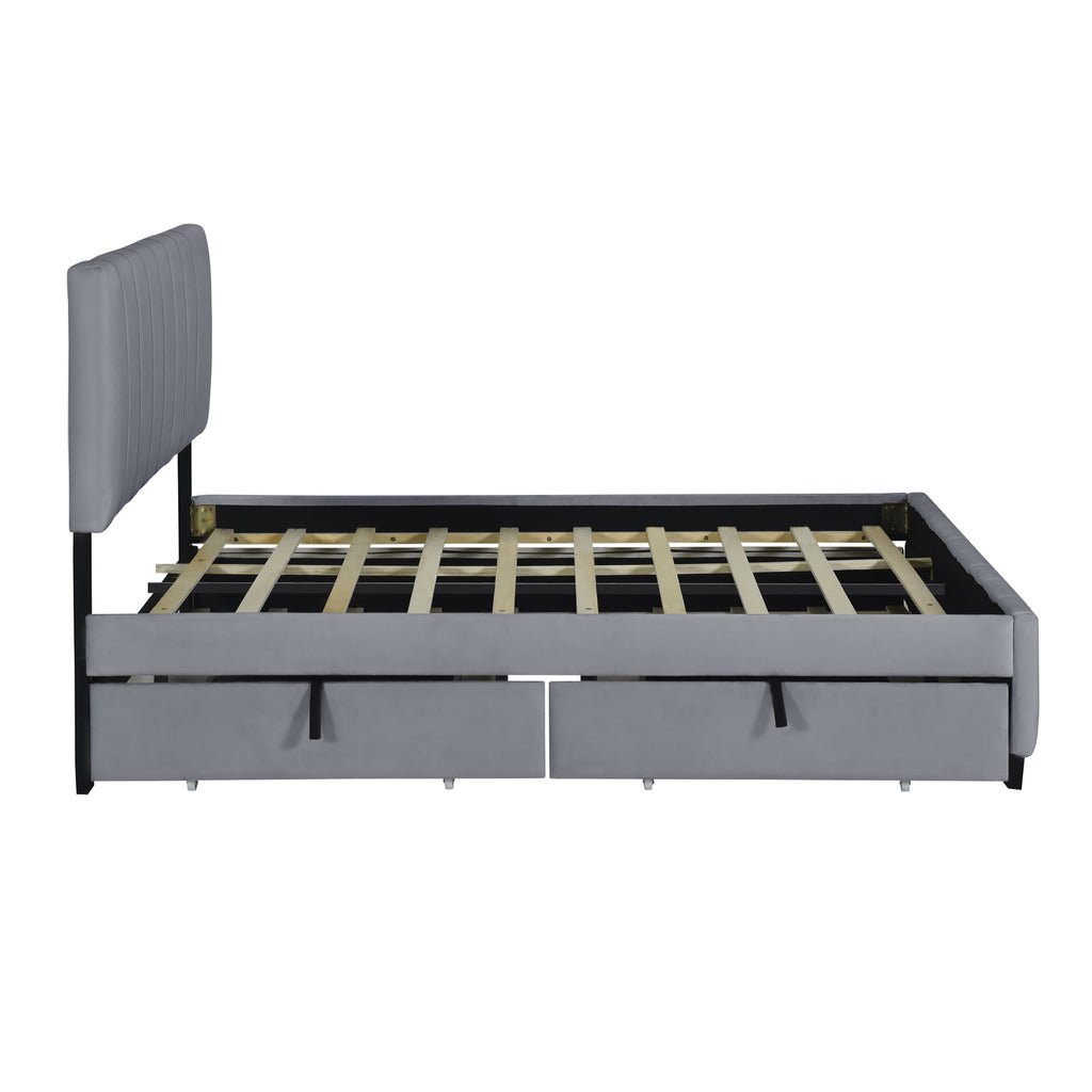 Eden Tali queen velvet upholstered bed with trundle and drawers view 4