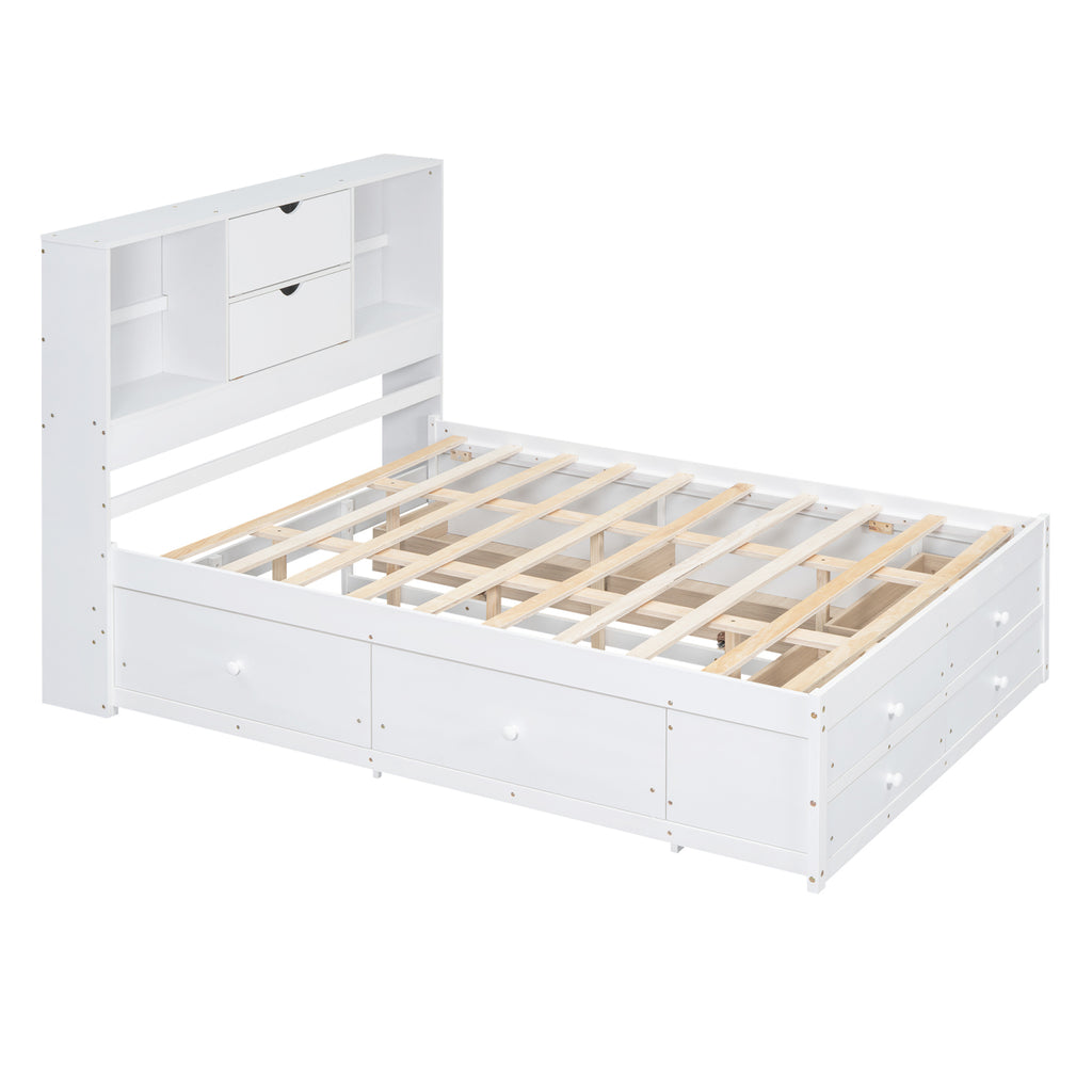 Eden Tali queen storage platform bed with headboard shelves and drawers view 13