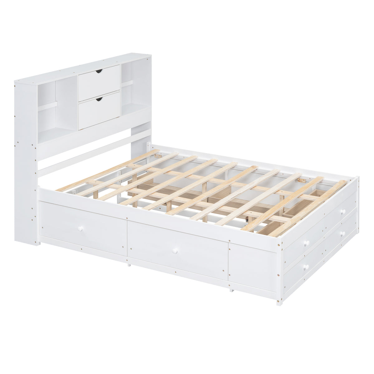 Eden Tali queen storage platform bed with headboard shelves and drawers view 13