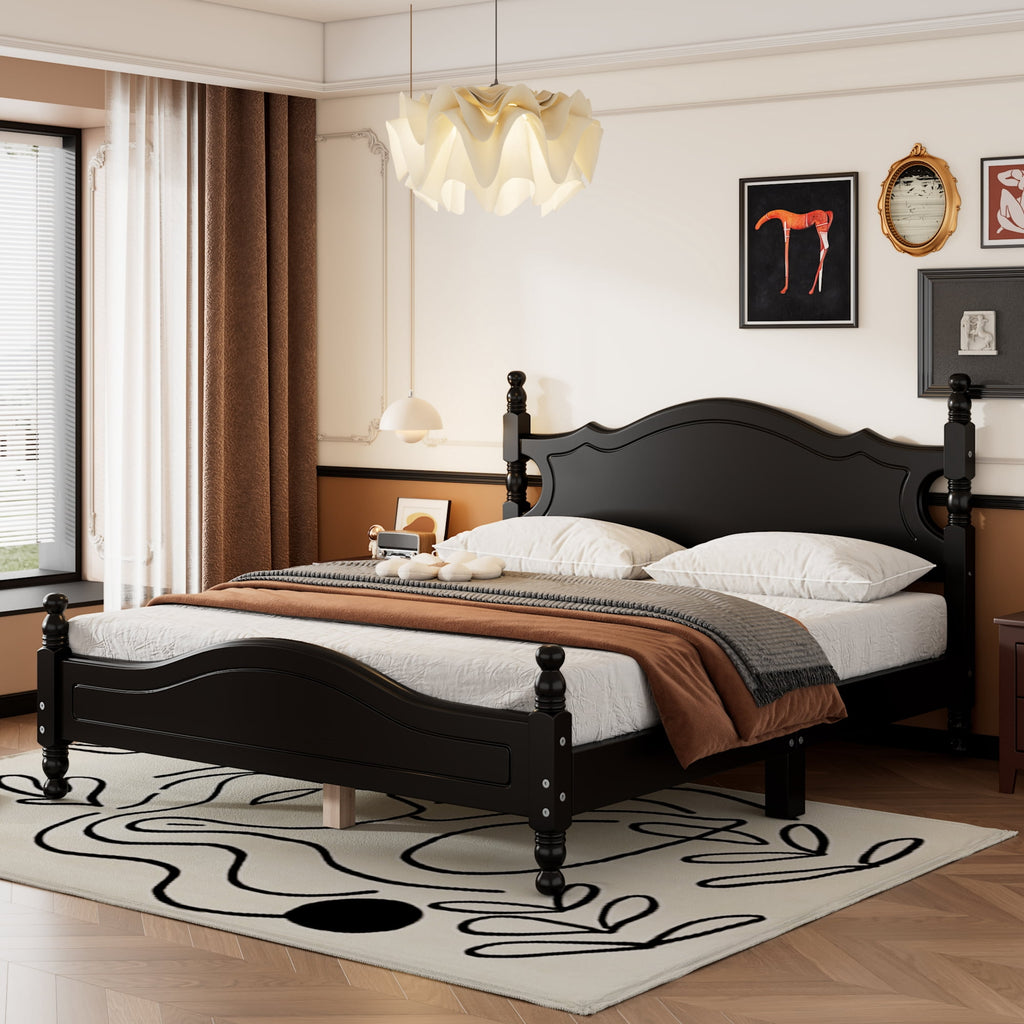 Eden Tali queen retro wood platform bed view 1