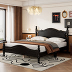 Eden Tali queen retro wood platform bed view 1