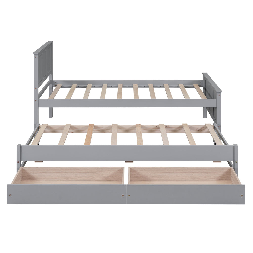 Eden Tali twin platform bed with trundle and roller drawers view 6